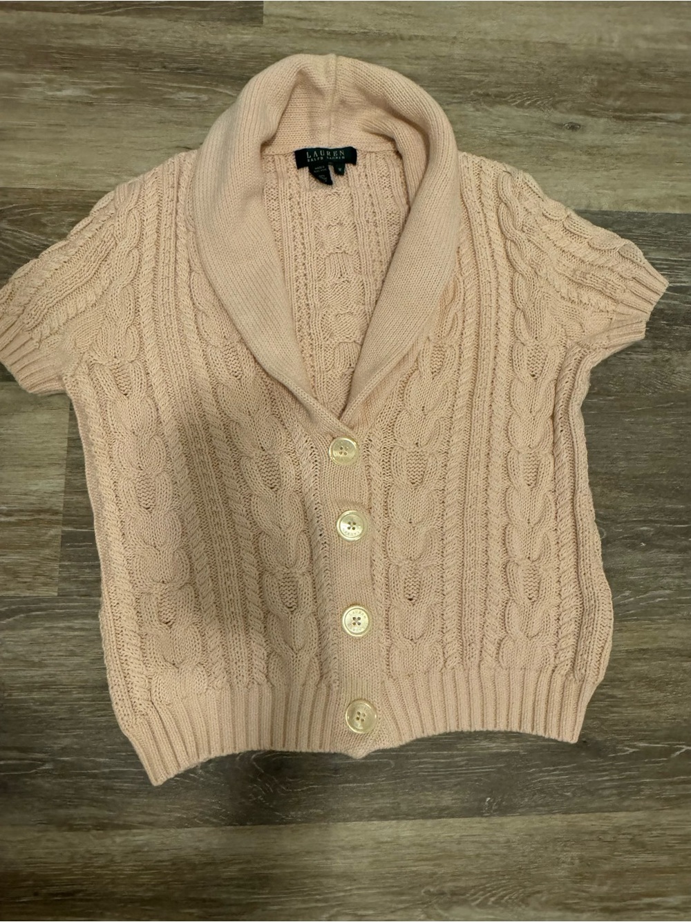 Lauren Ralph Lauren Pink Cable Knit Cardigan Size M